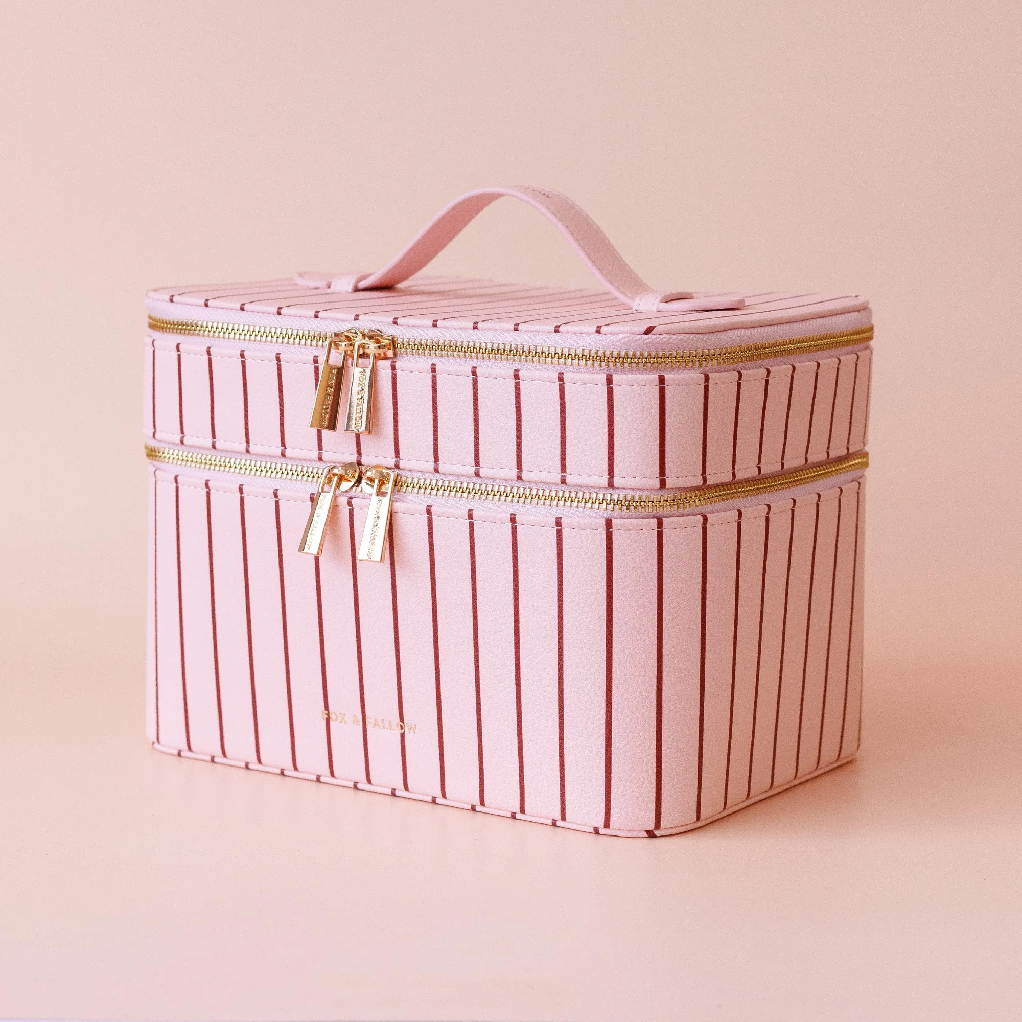Rosé Pinstripe Vanity Case - 'The Classic'