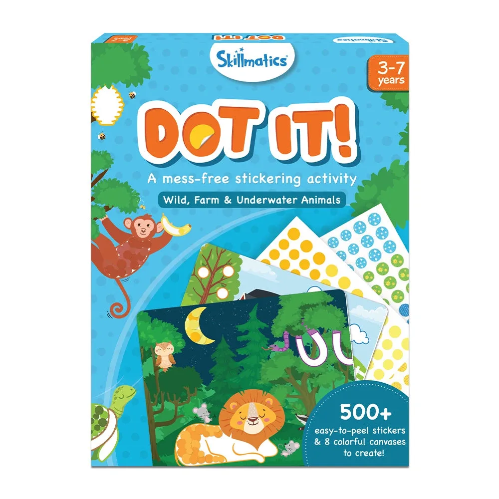Skillmatics Dot It Sticker-Kunst - Tiere, sauberer Spaß für Kinder, 500+ Sticker, Bastelsets