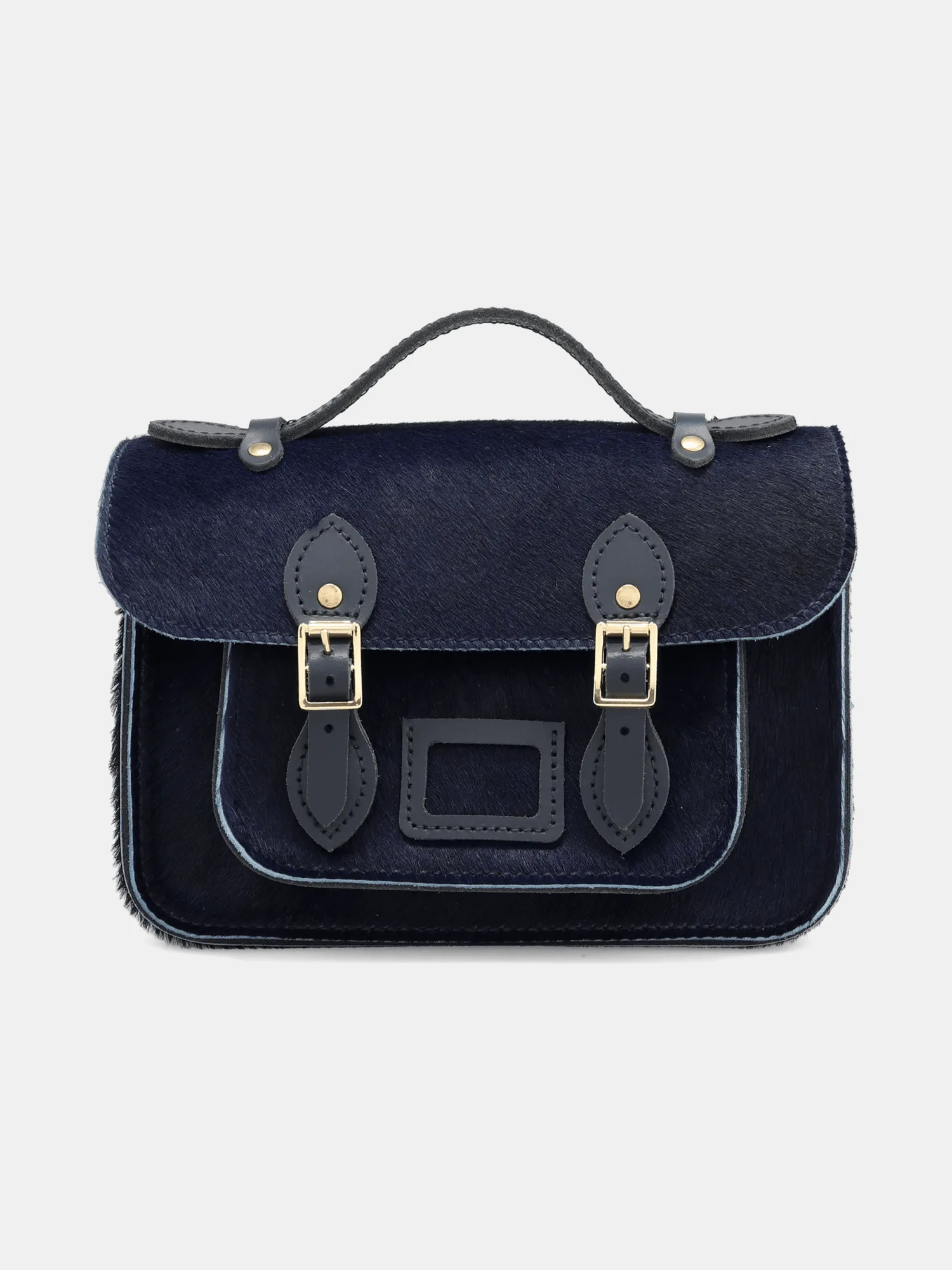Mini Satchel - Navy hair-on-hide