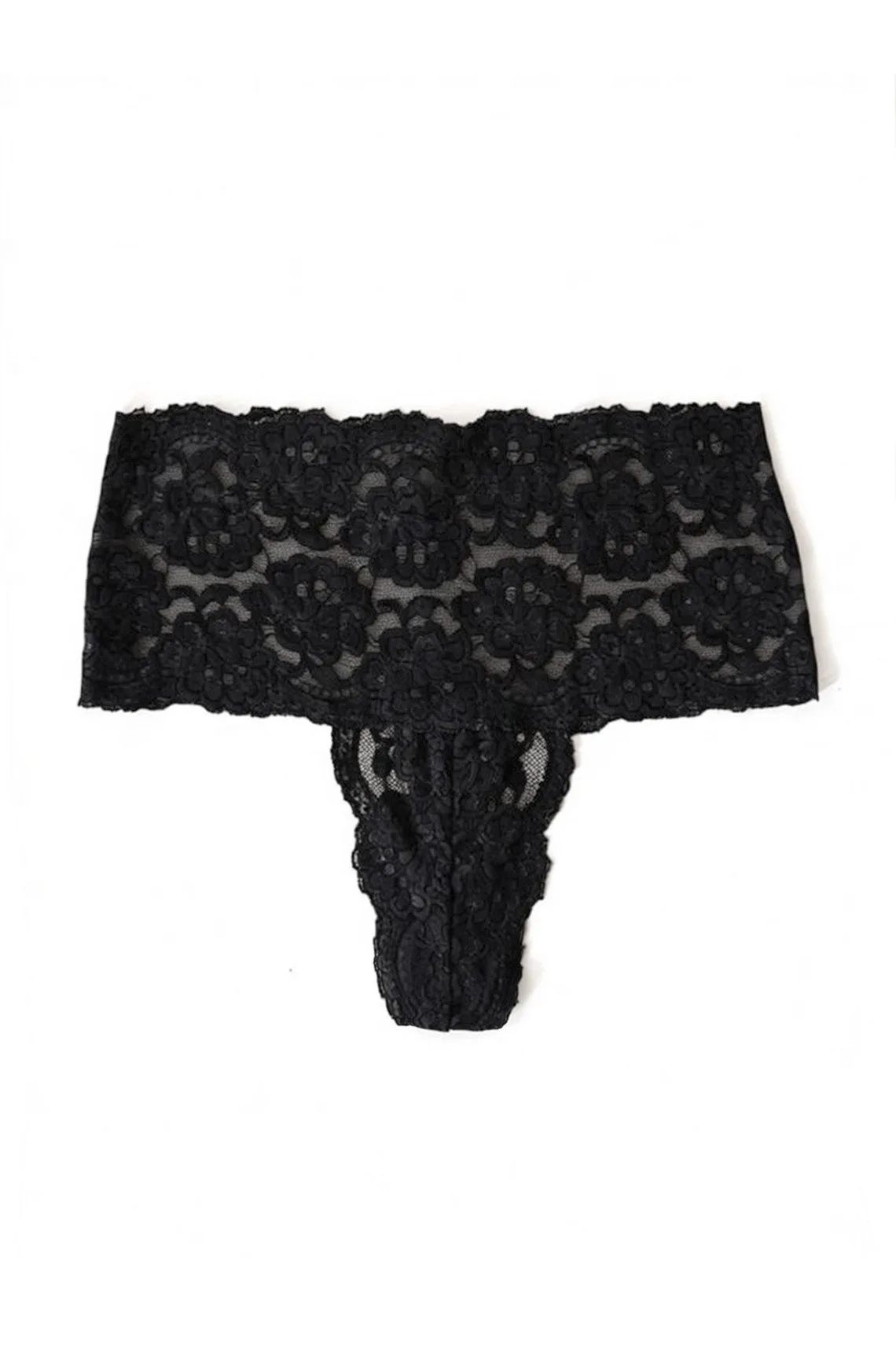 Echo High Rise Lace Thong in Black Deadstock Lace