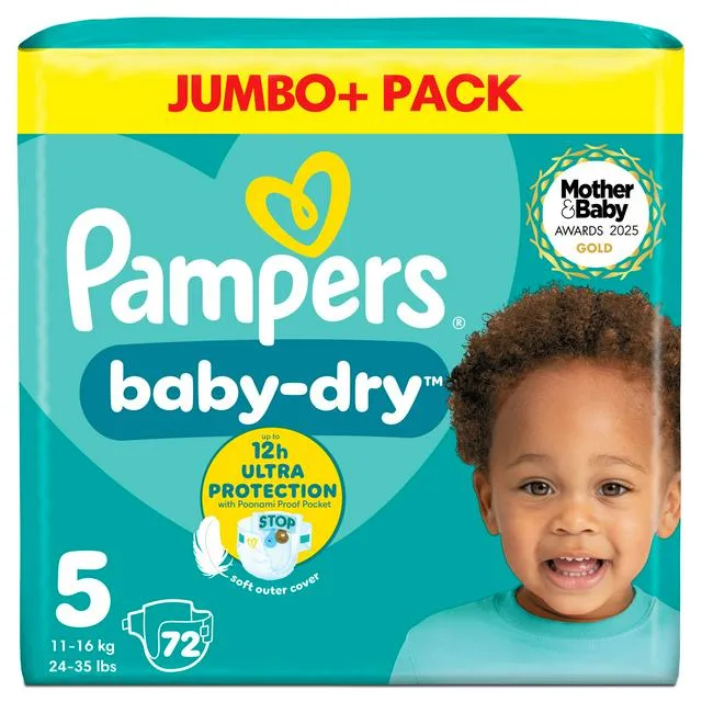 Pampers Baby Dry Nappies Size 5 – 1 x 72