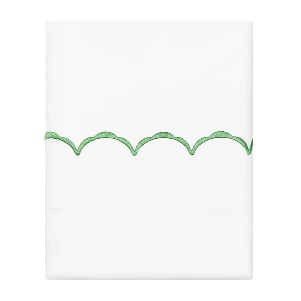 Palm Green Wavelet Embroidered Pillowcase Pair