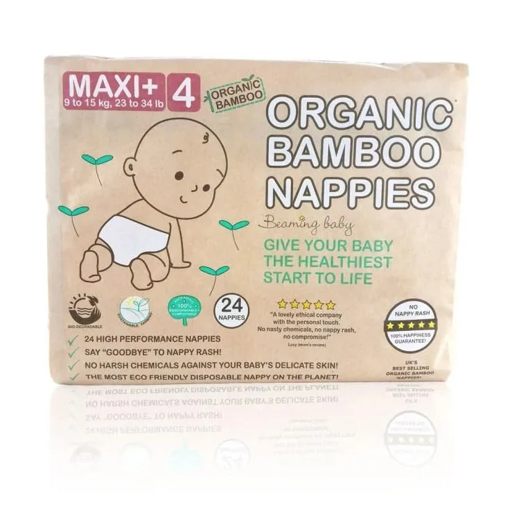 Beaming Baby Organic Bamboo Nappies – Maxi+ – Size 4