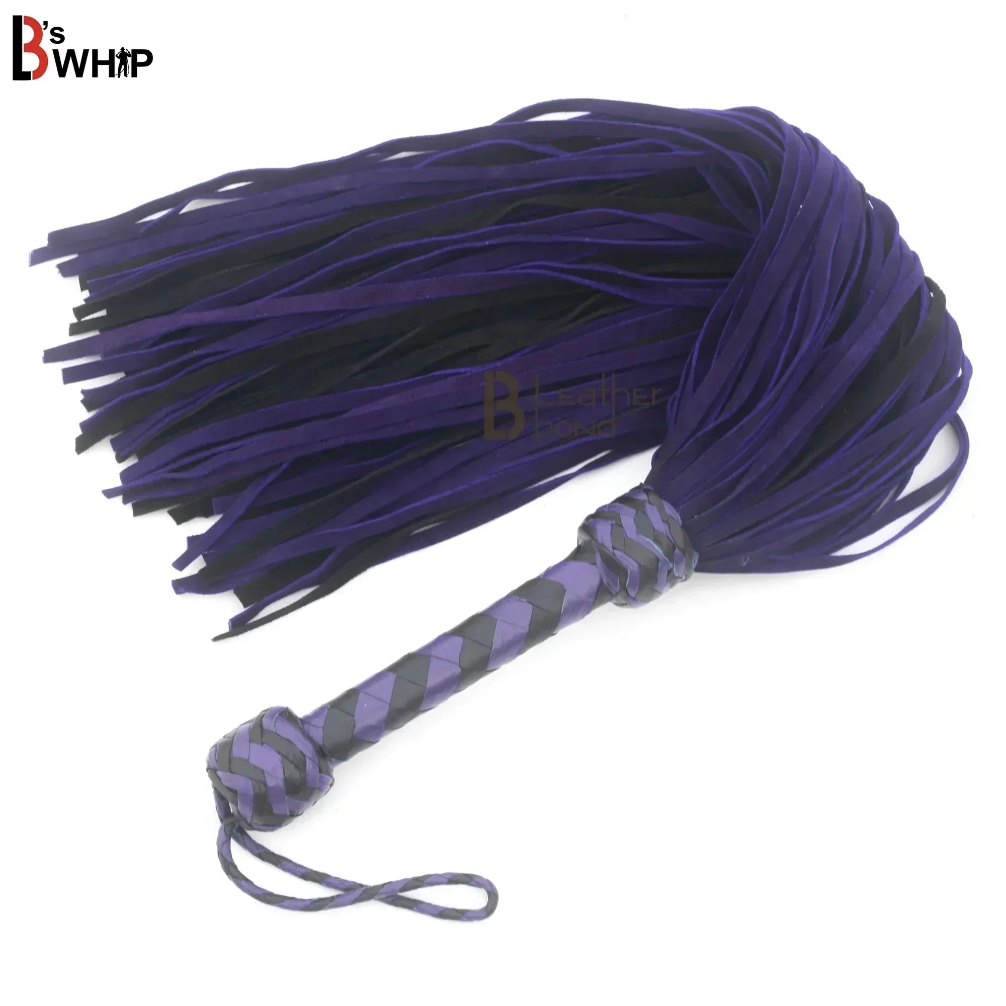 💜🖤 Real Cowhide Suede Leather Flogger 75 Falls Purple and Black Heavy Duty Thuddy Whip | BDSM Impact