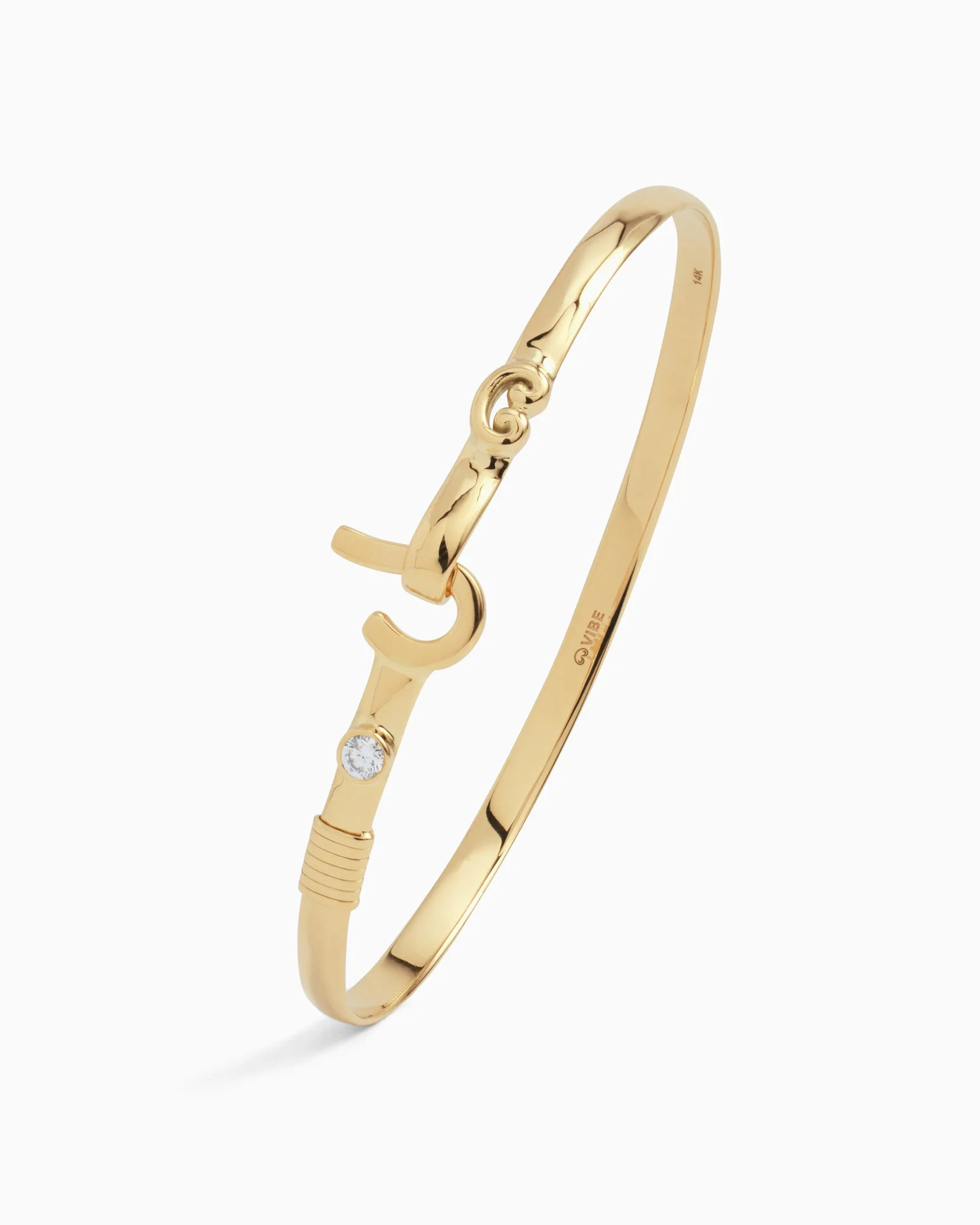 Pulso de gancho St. John de oro de 14 quilates con diamante, 3,5 mm
