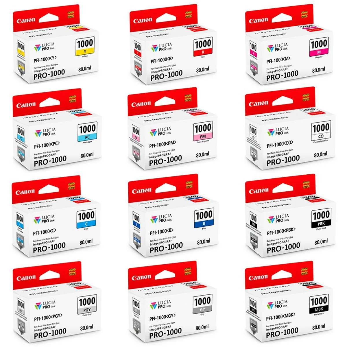 Juego completo de tintas Canon Pro 1000 PFI 1000