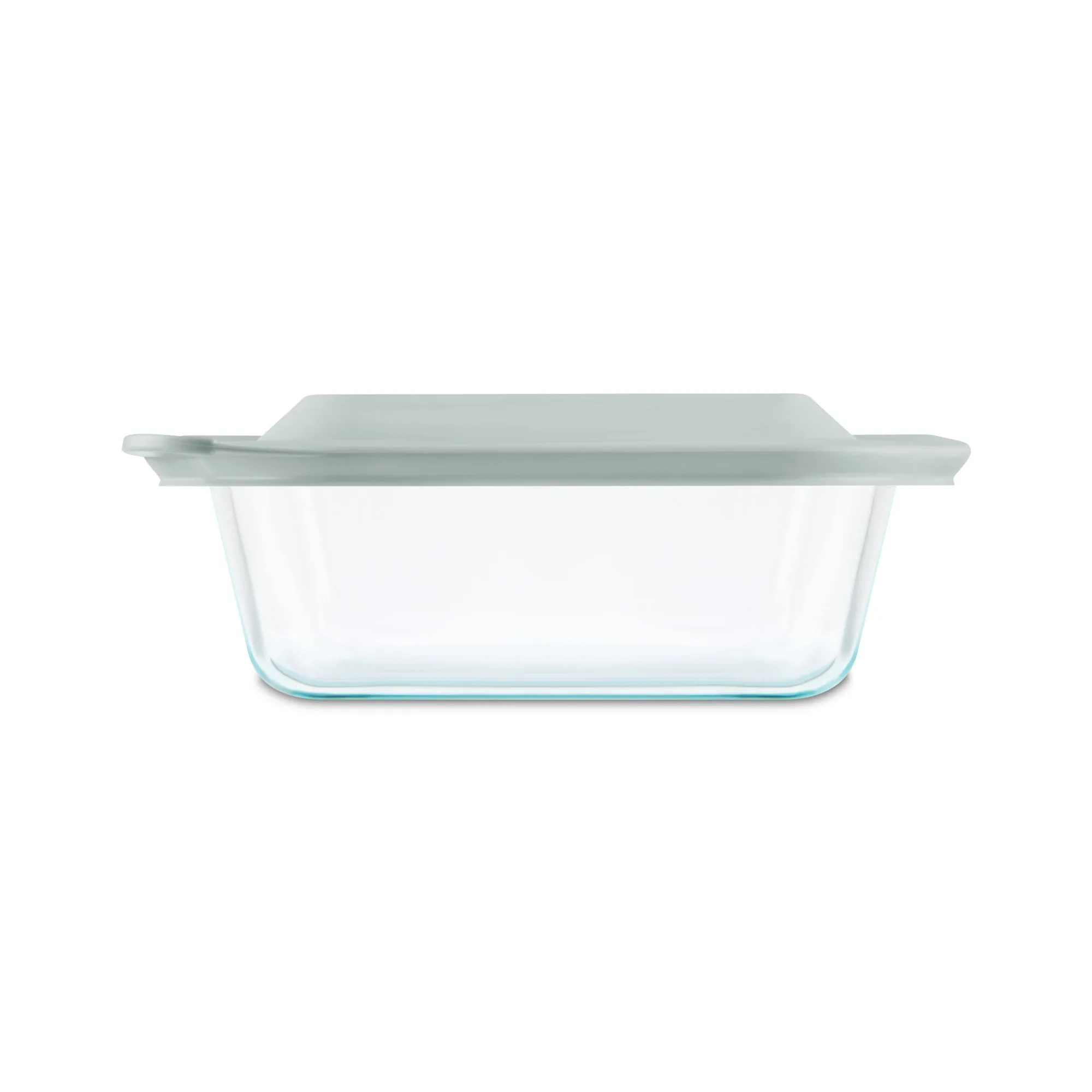 Pyrex® Diepe vierkante glazen ovenschaal 8" met saliegroen deksel