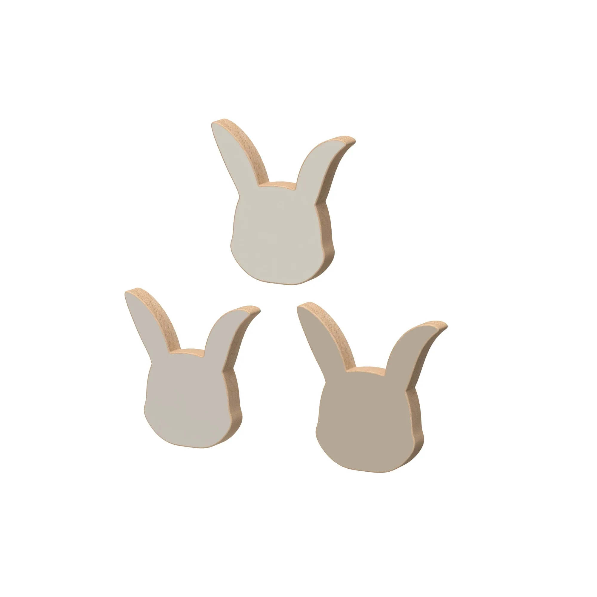 Wooden Bunny Hooks, 3-pack
