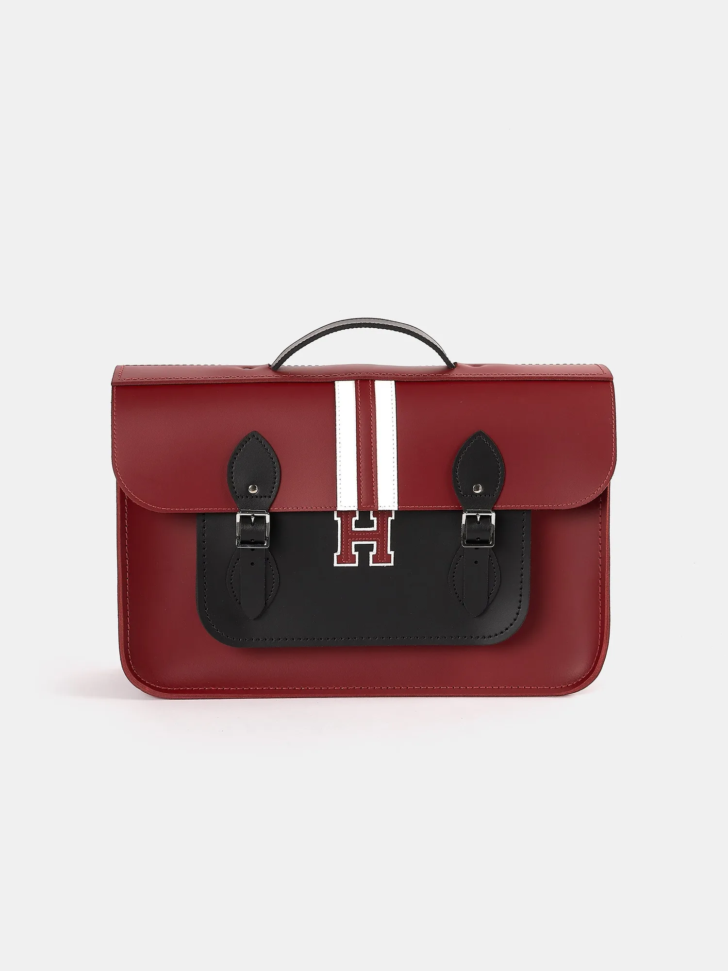 The 15 Inch Batchel - Rot mit Harvard-Streifen