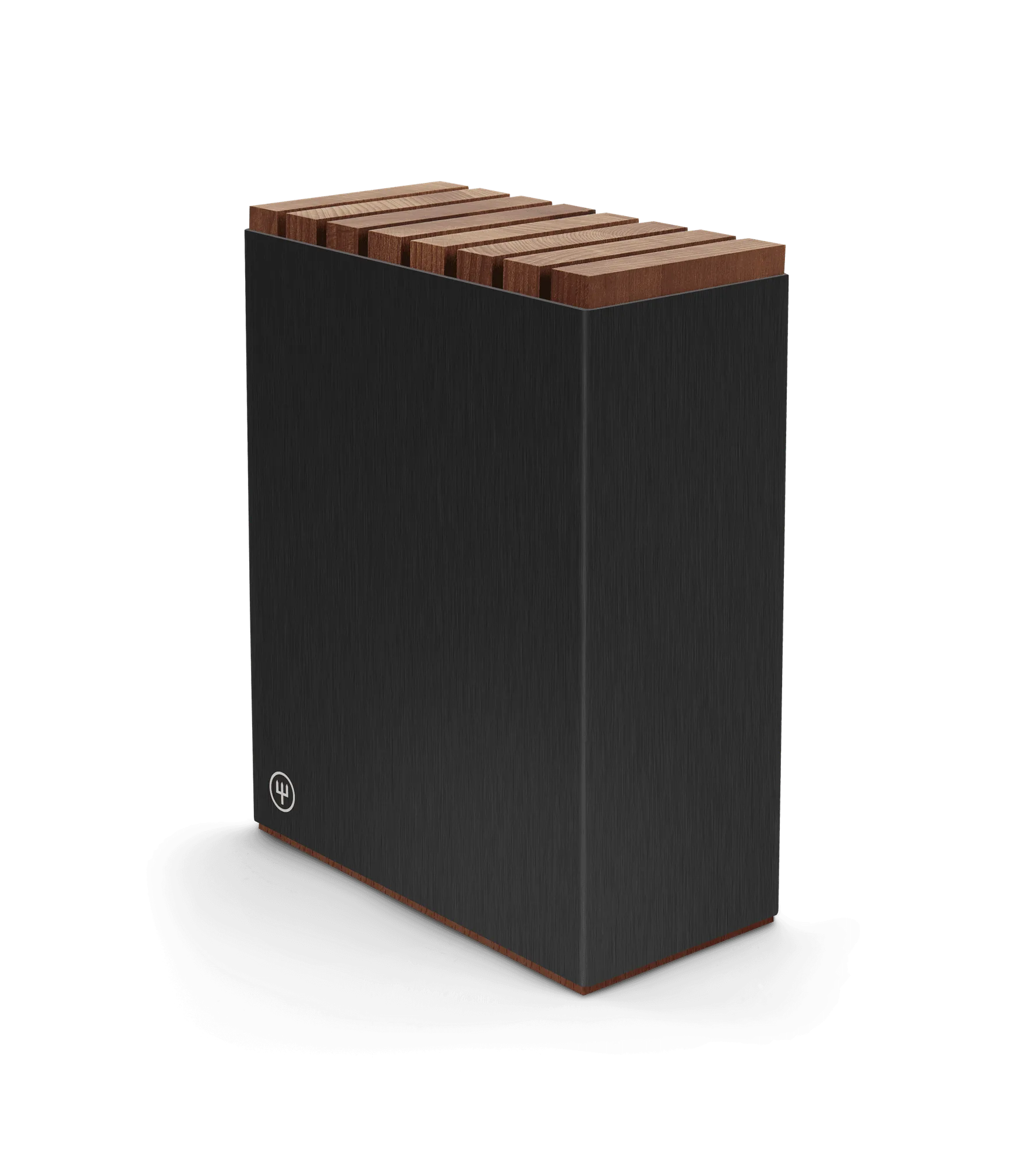 7-Slot Black Aluminum Knife Block with Wood Insert