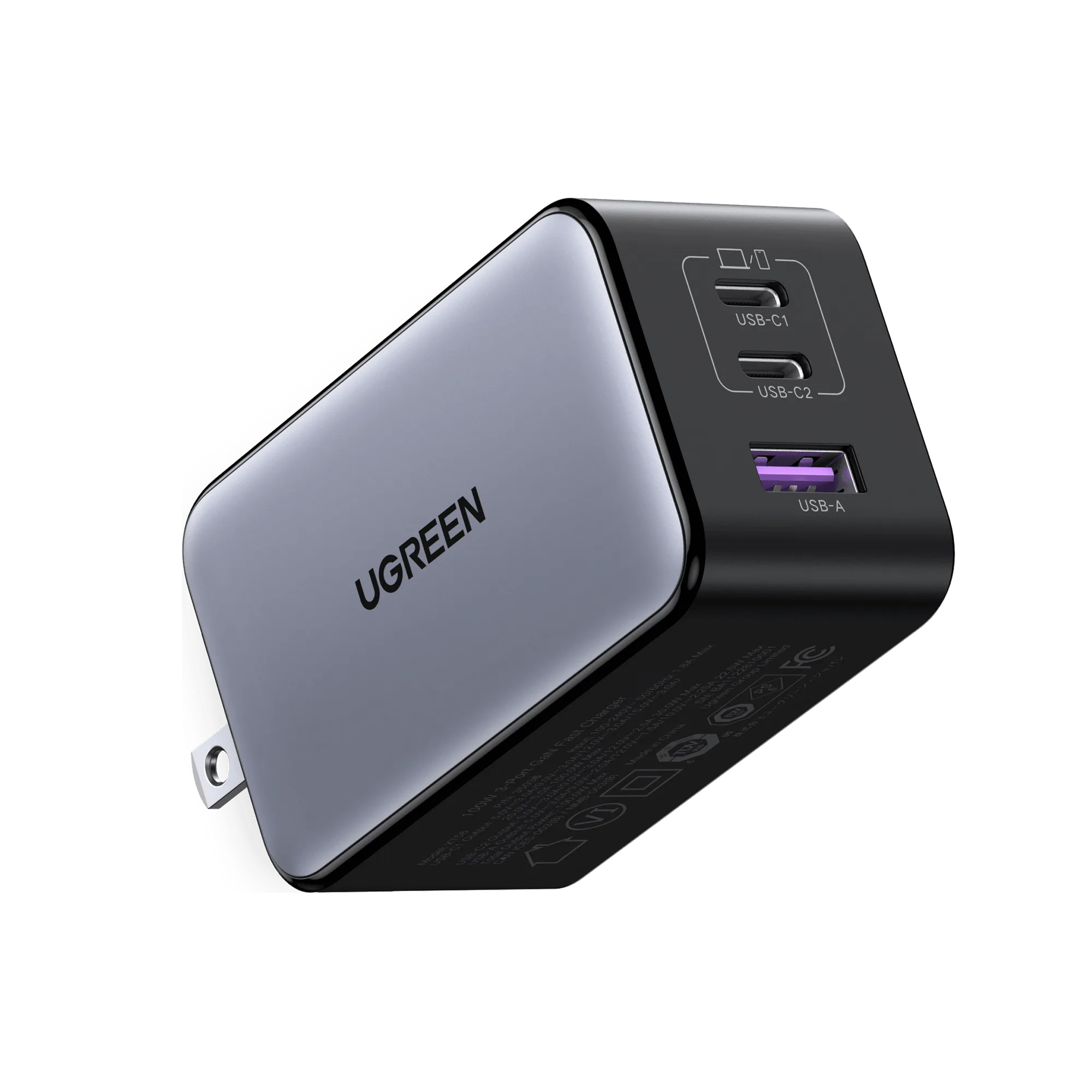 شاحن UGREEN Nexode GaN السريع 3 منافذ 100 واط