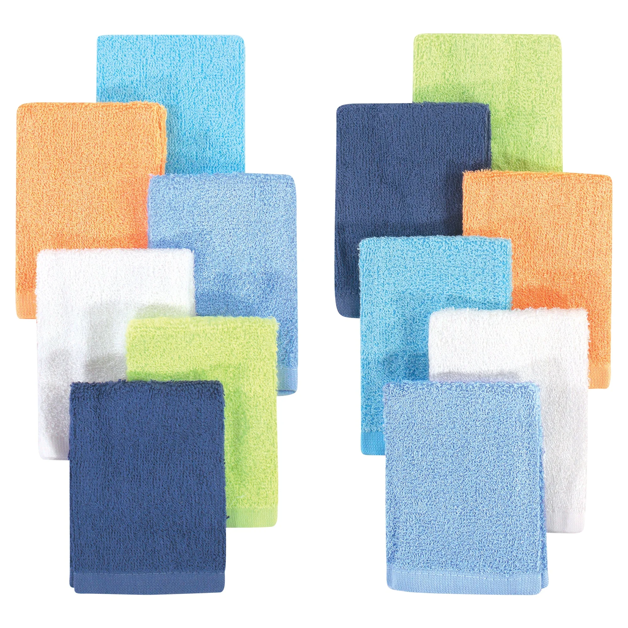 Hudson Baby Rayon from Bamboo Woven Washcloths 12pk, Blue Orange Lime