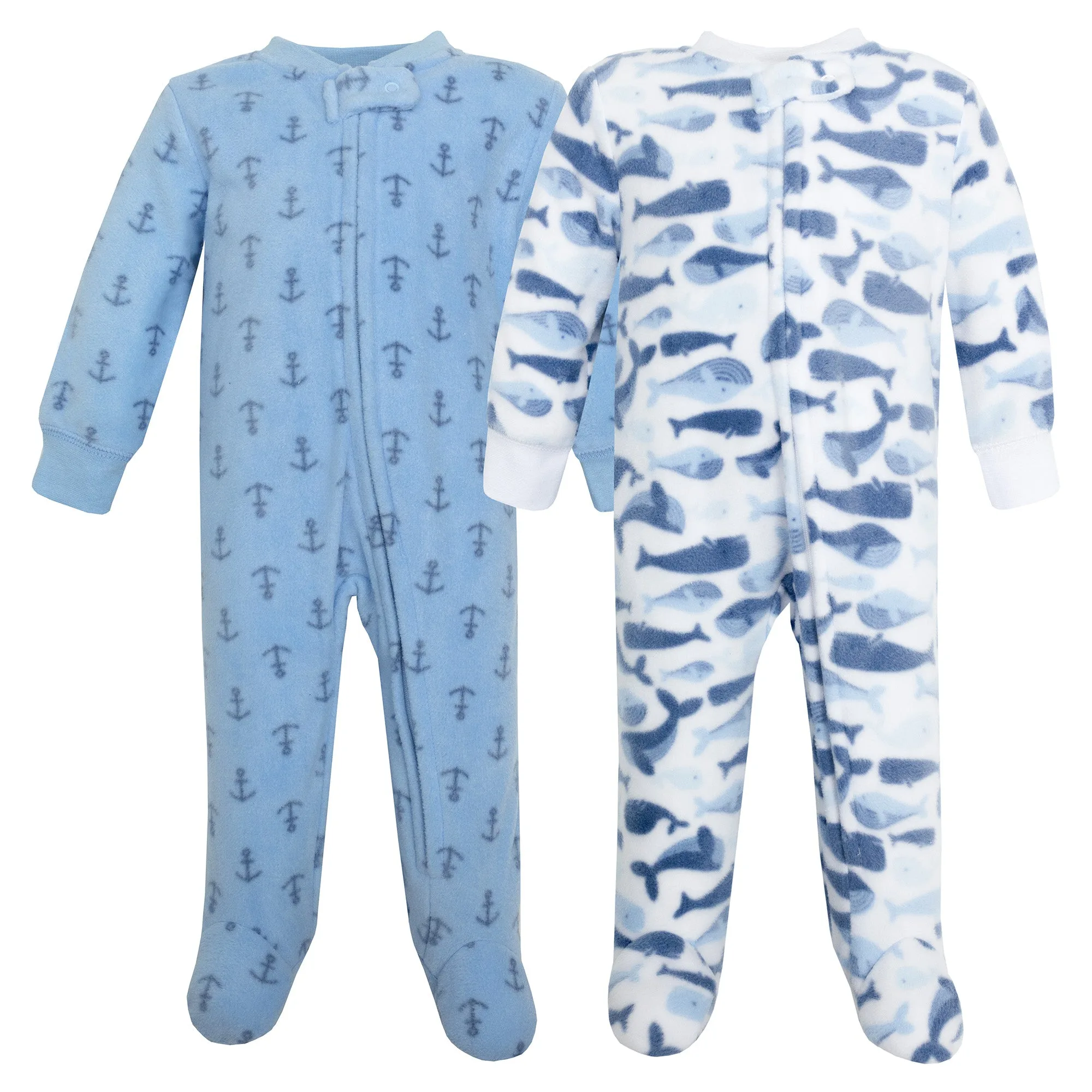 Hudson Baby Fleece Sleep and Play, Cute Whales
