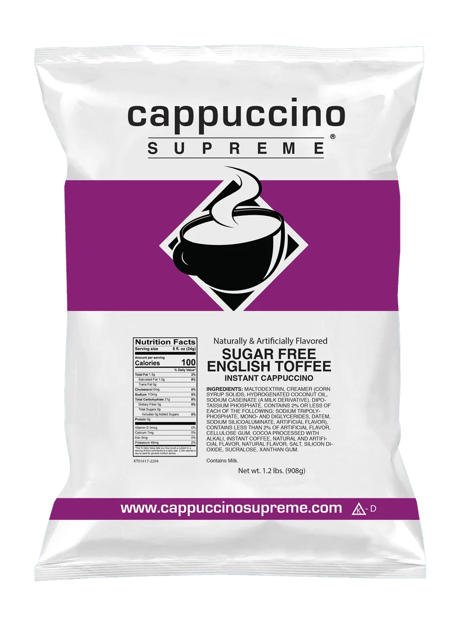Sugar Free English Toffee Cappuccino Mix 1.2 Lb. Bag