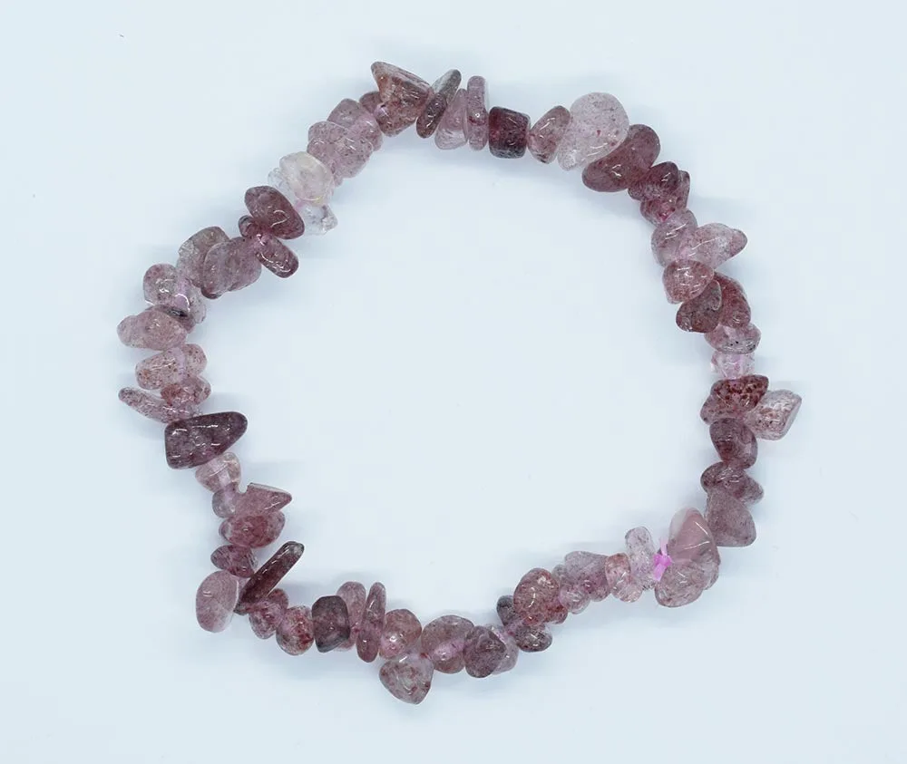 Strawberry Quartz Gemstone Chip Bracelet