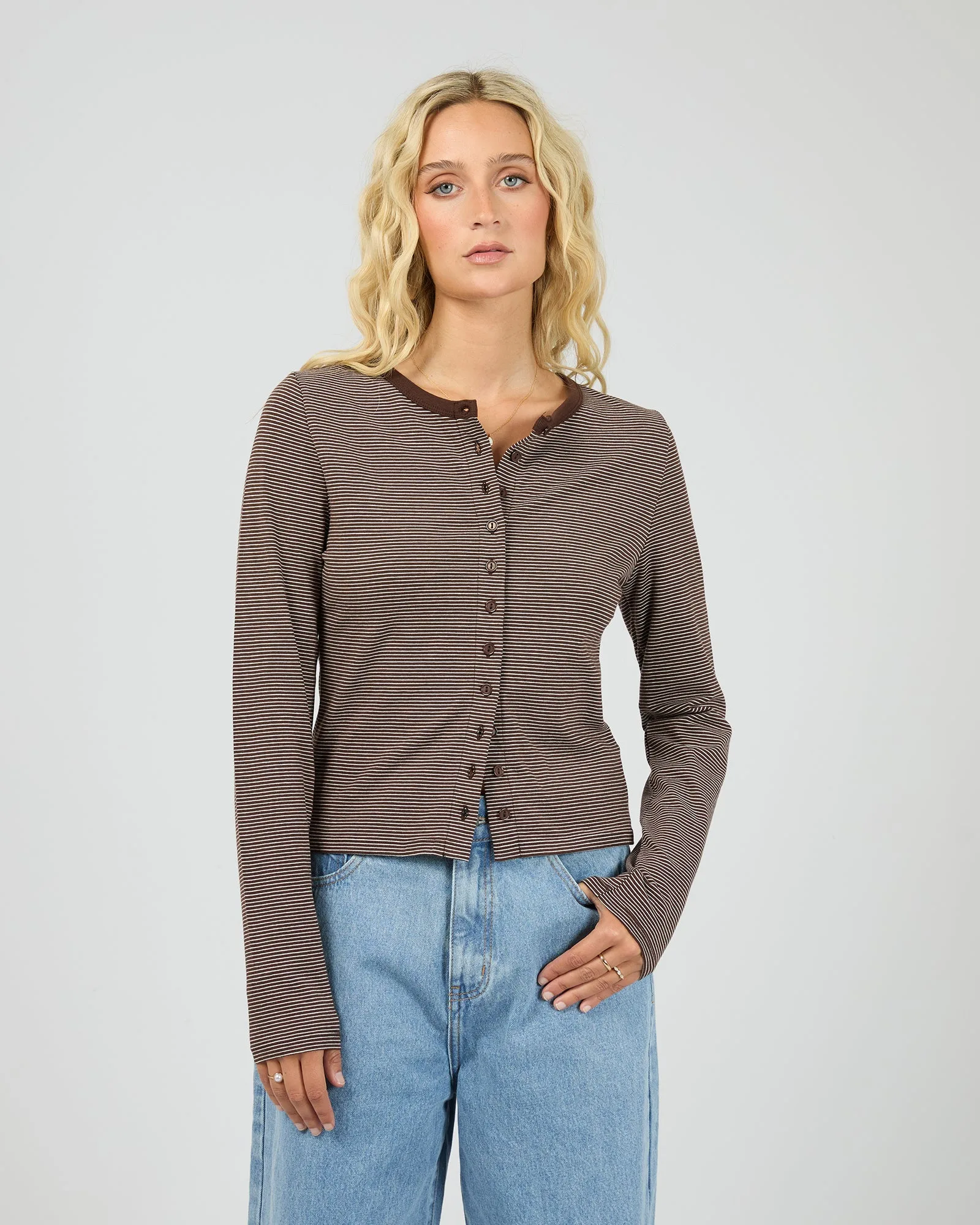 Sami Stripe Long Sleeve Top Brown