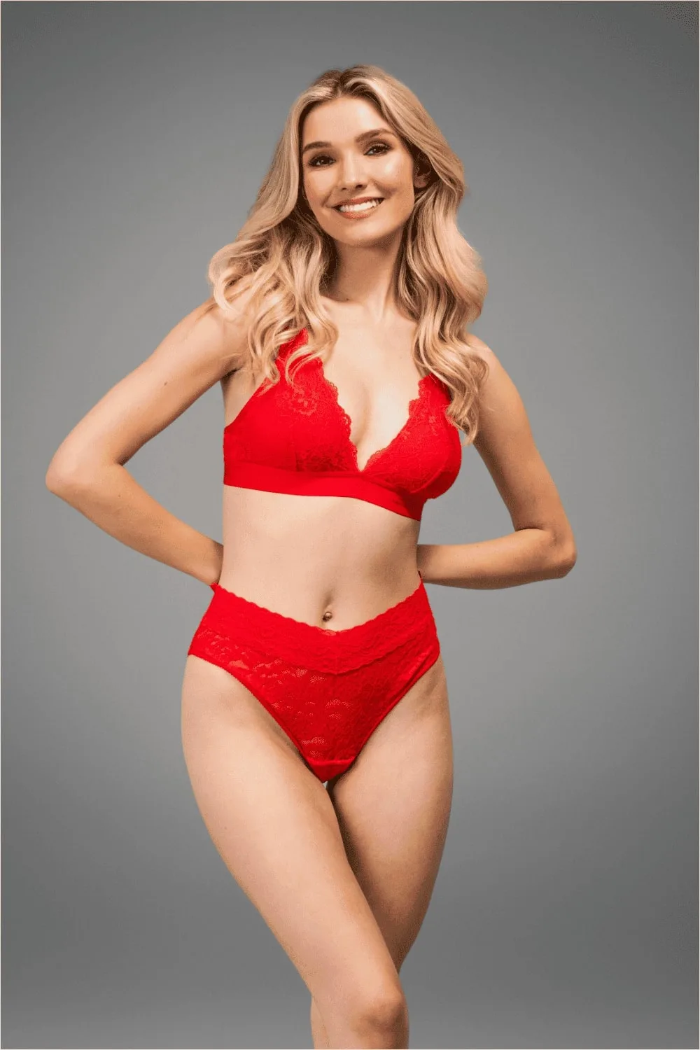 Braguita de encaje elástico - Rojo