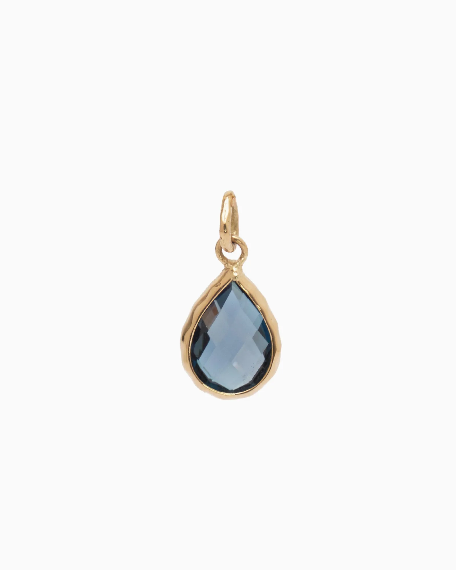 14Kゴールド Dewdrop ストーン ペンダント - London Blue Topaz