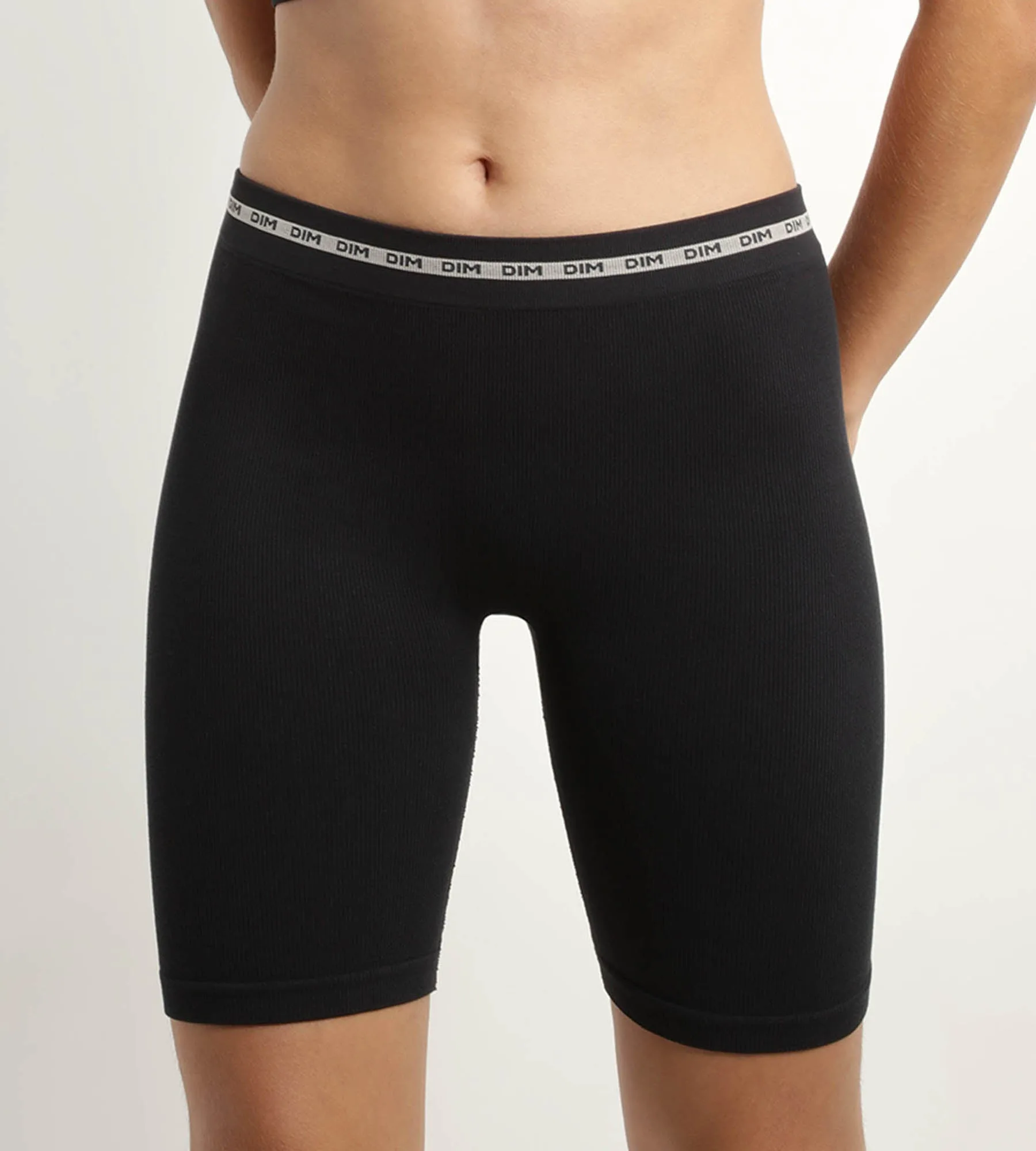 Damen-Radlerhose aus geripptem Modal-Polyamid Schwarz Dim Icons Seamless