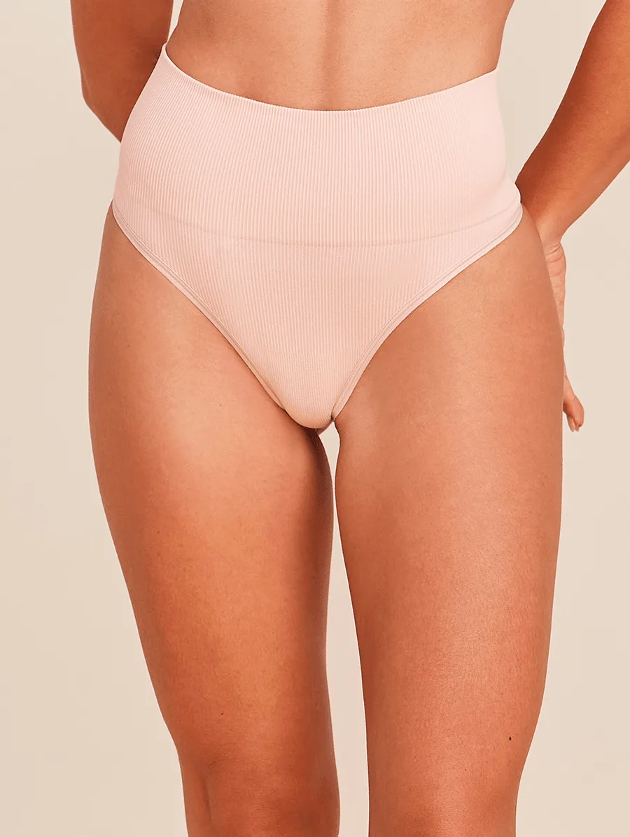 High-Waisted Ribbed Thong