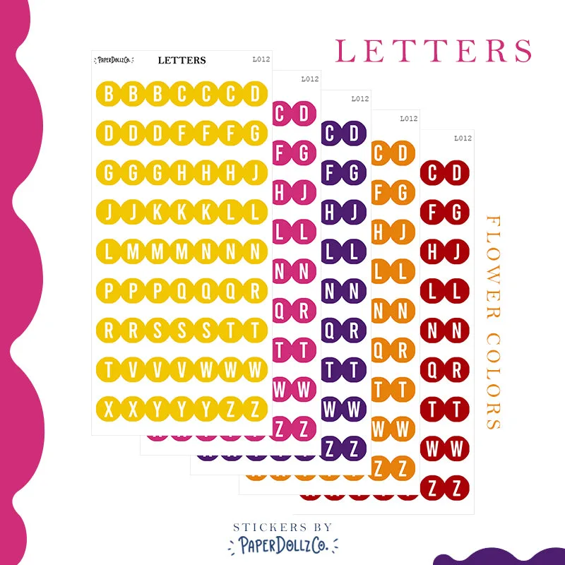 Letter Journal Sticker Consonant Flower Colors: plaatsingsgids