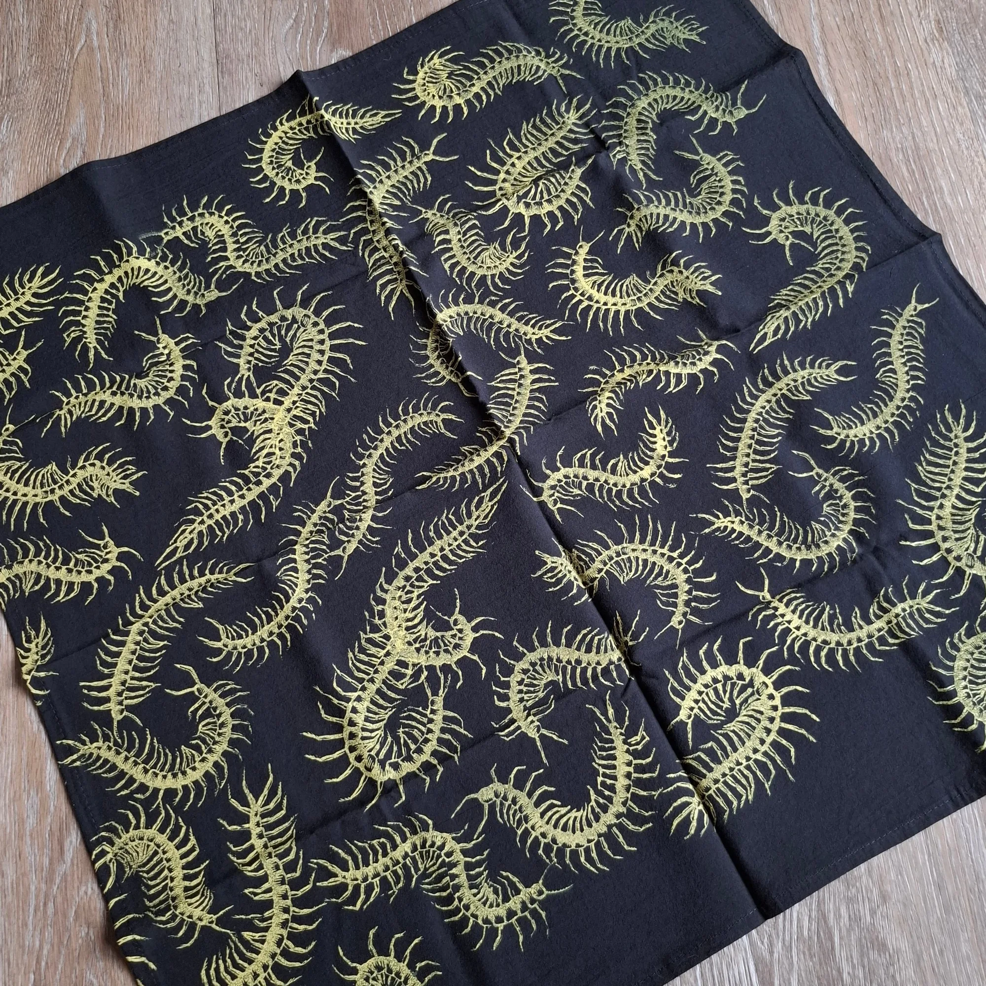 Black Centipede Print Bandana