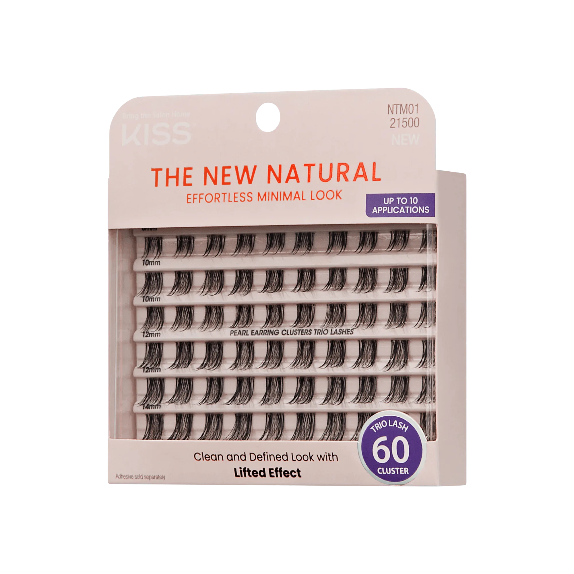 Kiss The New Natural Trio Lash つけまつげクラスター、60個入り - パールイヤリング | 60クラスター、クラスターまつげ、8mm-14mm