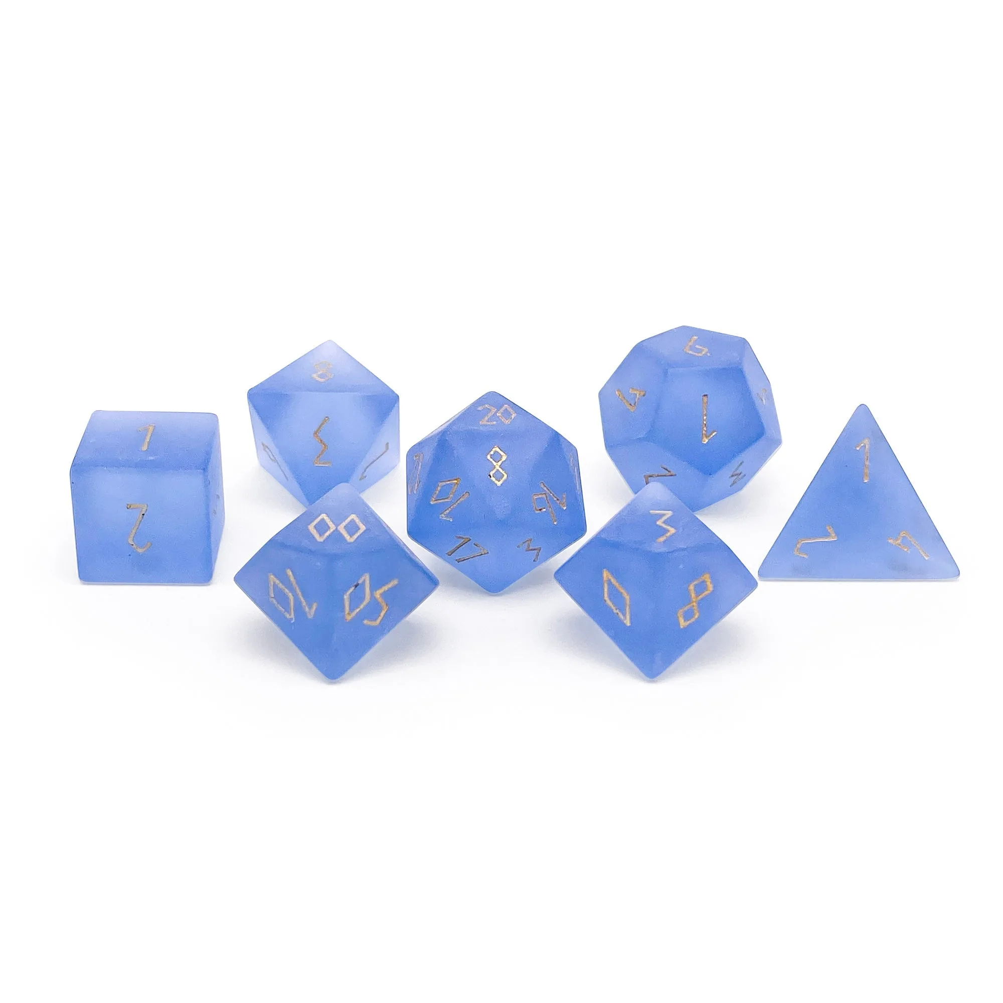 Safira Zircão Fosco - Fonte Dourada Conjunto de 7 Dados RPG de Vidro Zircão