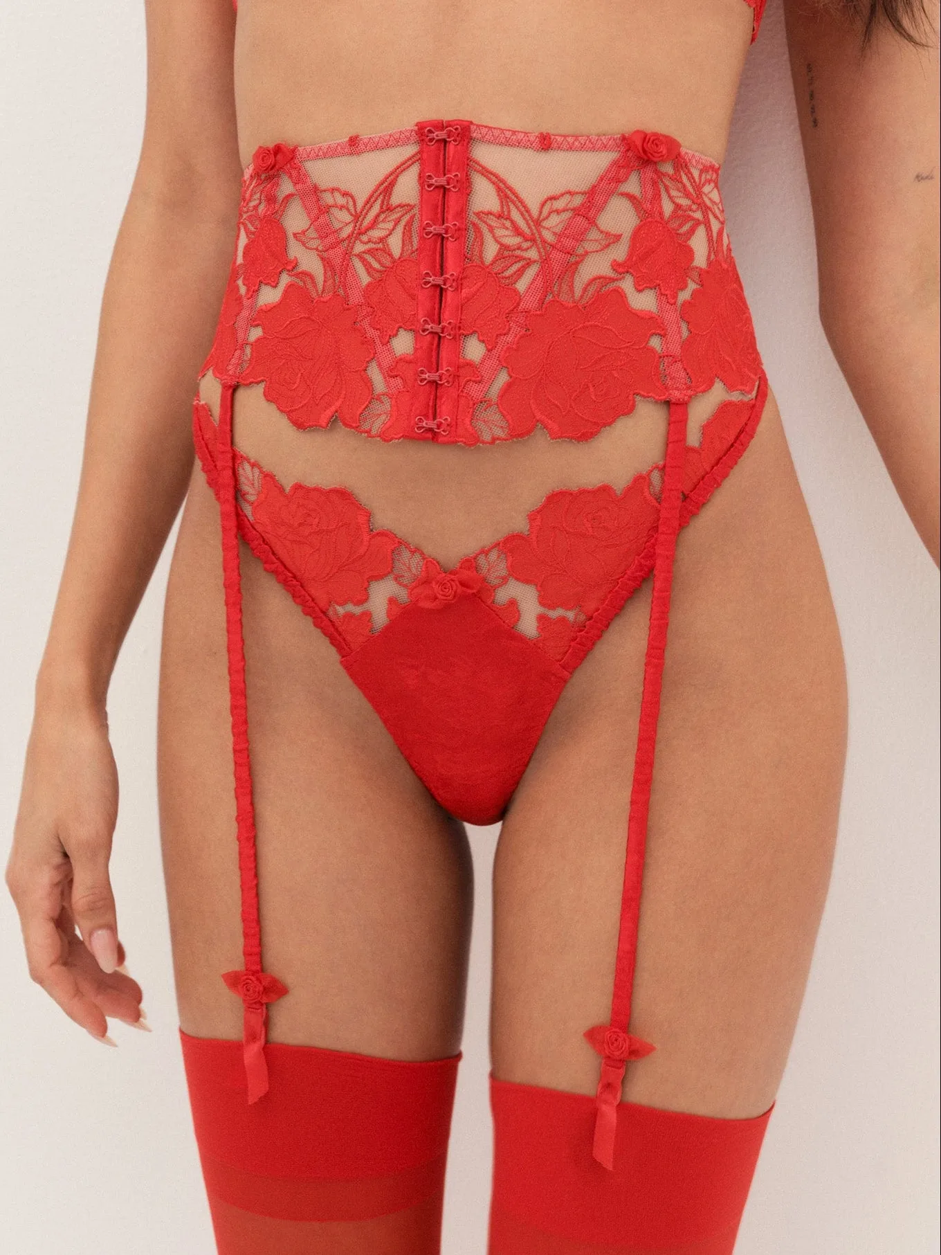Love is a Rose Garter Belt — Red