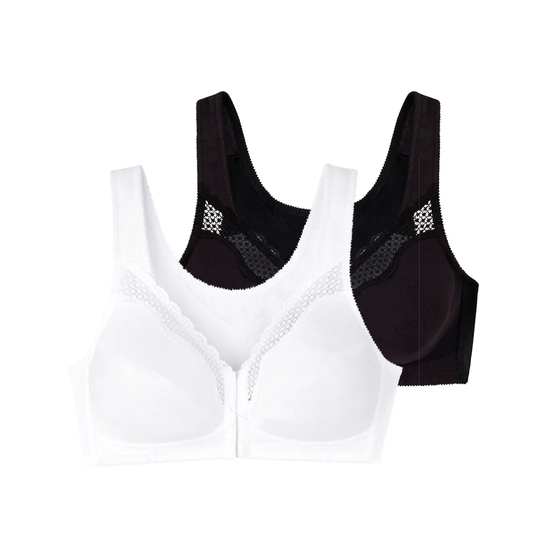Lot de deux soutiens-gorge sans armatures emboîtant blanc et noir Posture control