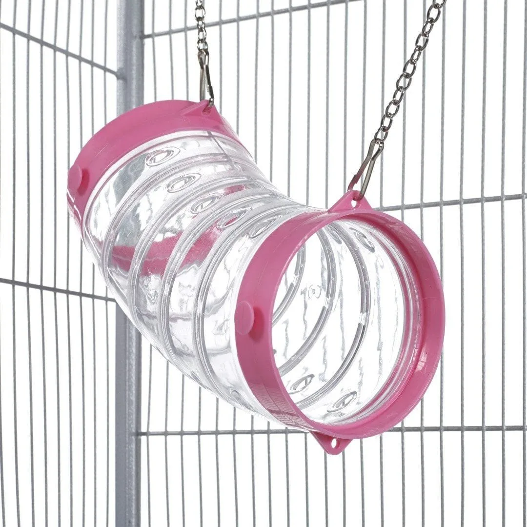 Pet Ferret Clear Curved Play Tube with Chains – Pink End | Little Friends