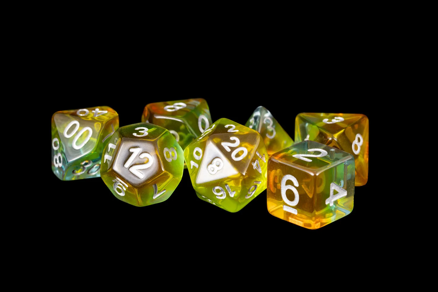 Yellow Aurora 16mm Resin Poly Dice Set