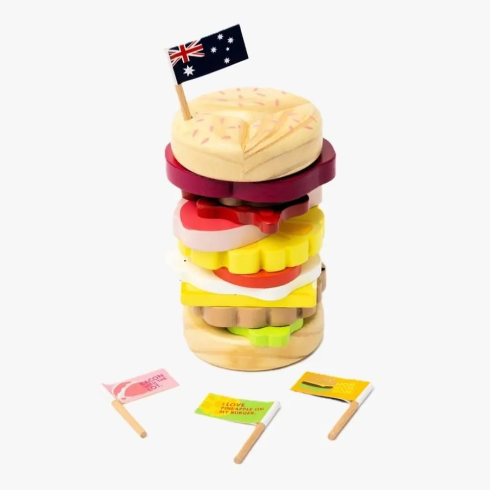 WOODEN TOY - ICONIC AUSTRALIAN STACKING BURGER