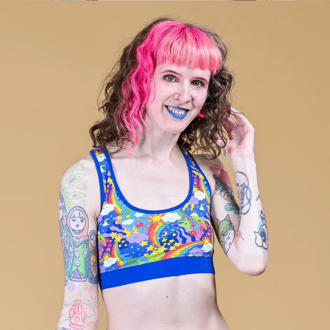 Racerback Bralette - Retro Rainbows - Soft fit ***