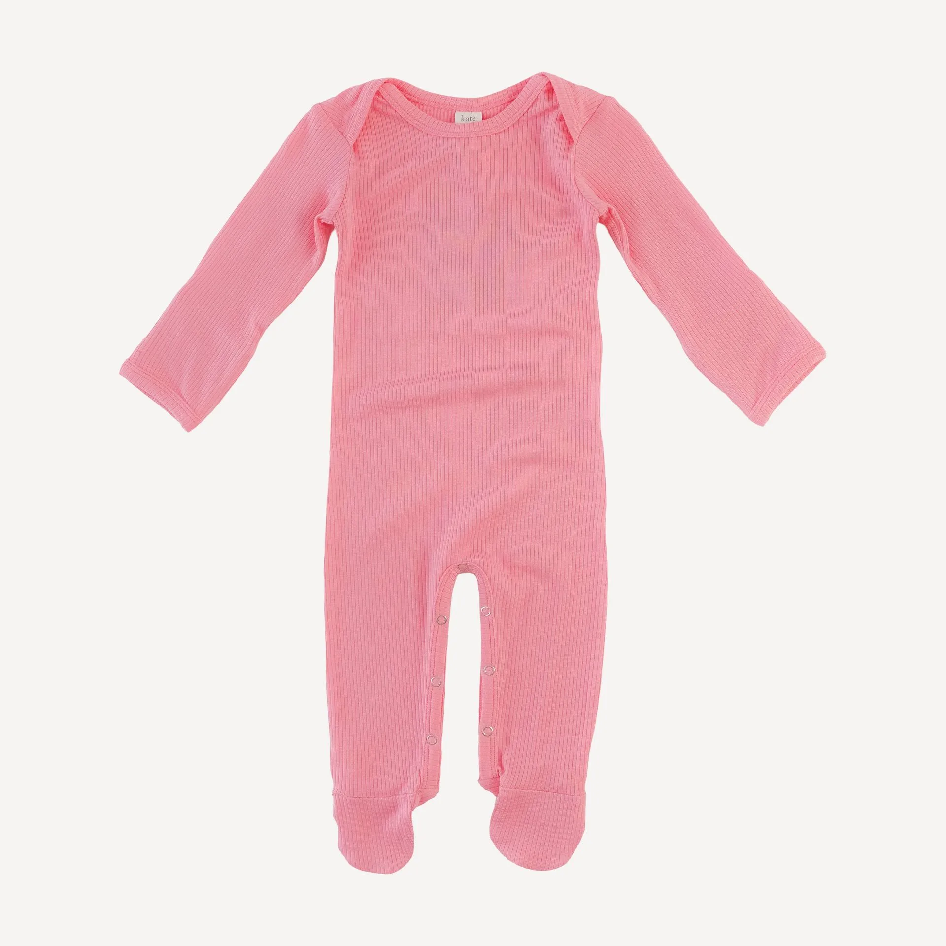 long sleeve lap neck footie | french pink | modal skinny rib