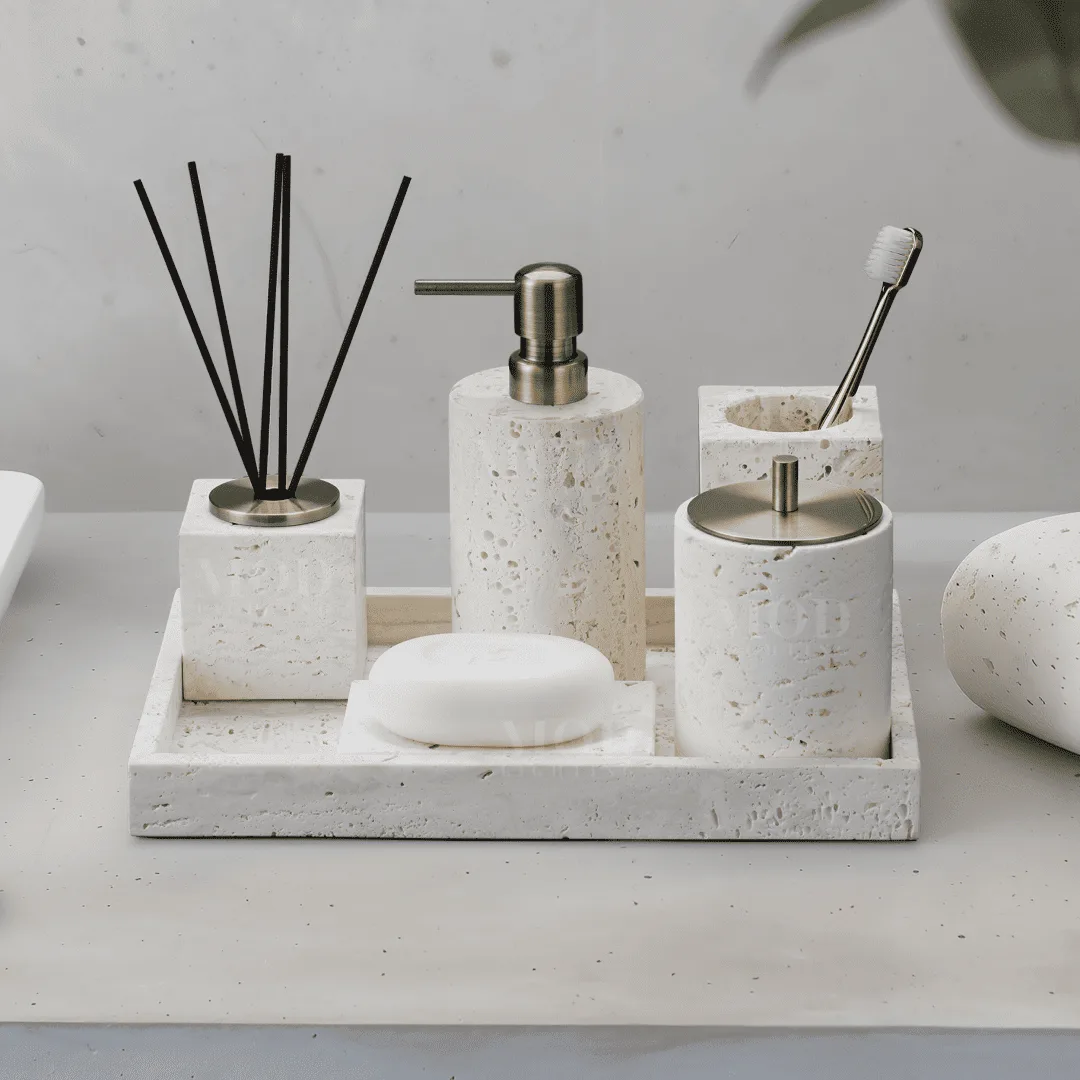 Set Kamar Mandi Batu Travertine Alabaster