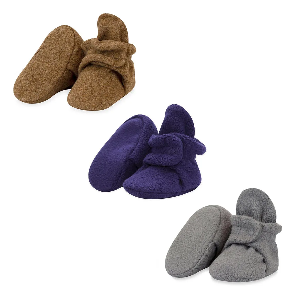Cozie Fleece Baby Bootie 3 Pack - Heather Mocha/True Navy/Gray