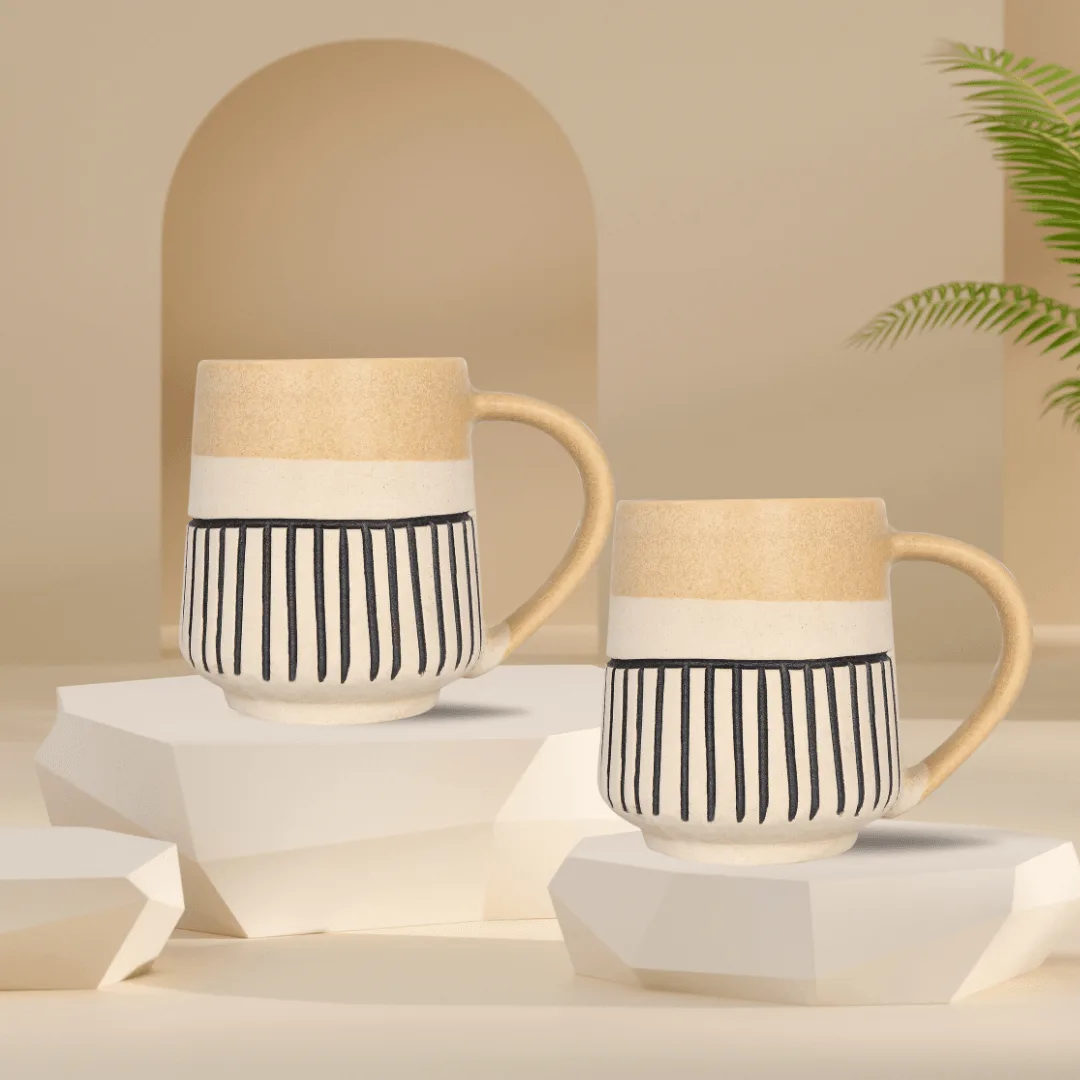 Beige carved Mug