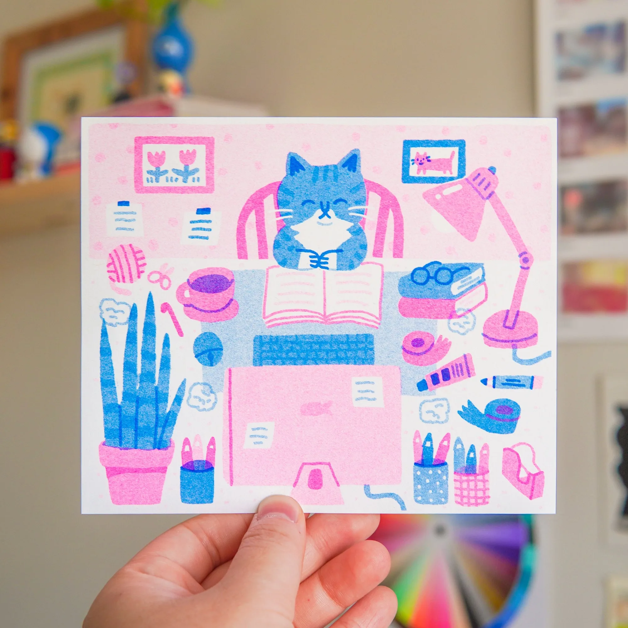 Gato de escritorio impresión Riso