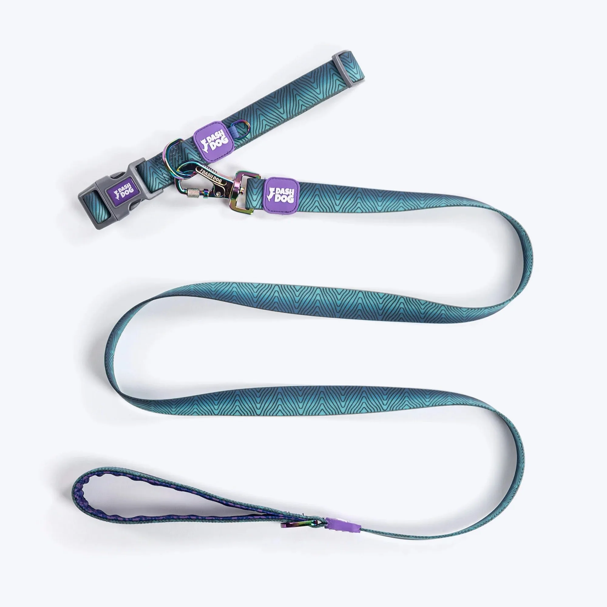 Dash Dog Trail Tails Waterproof Collar & Leash Set For Dog - Blue