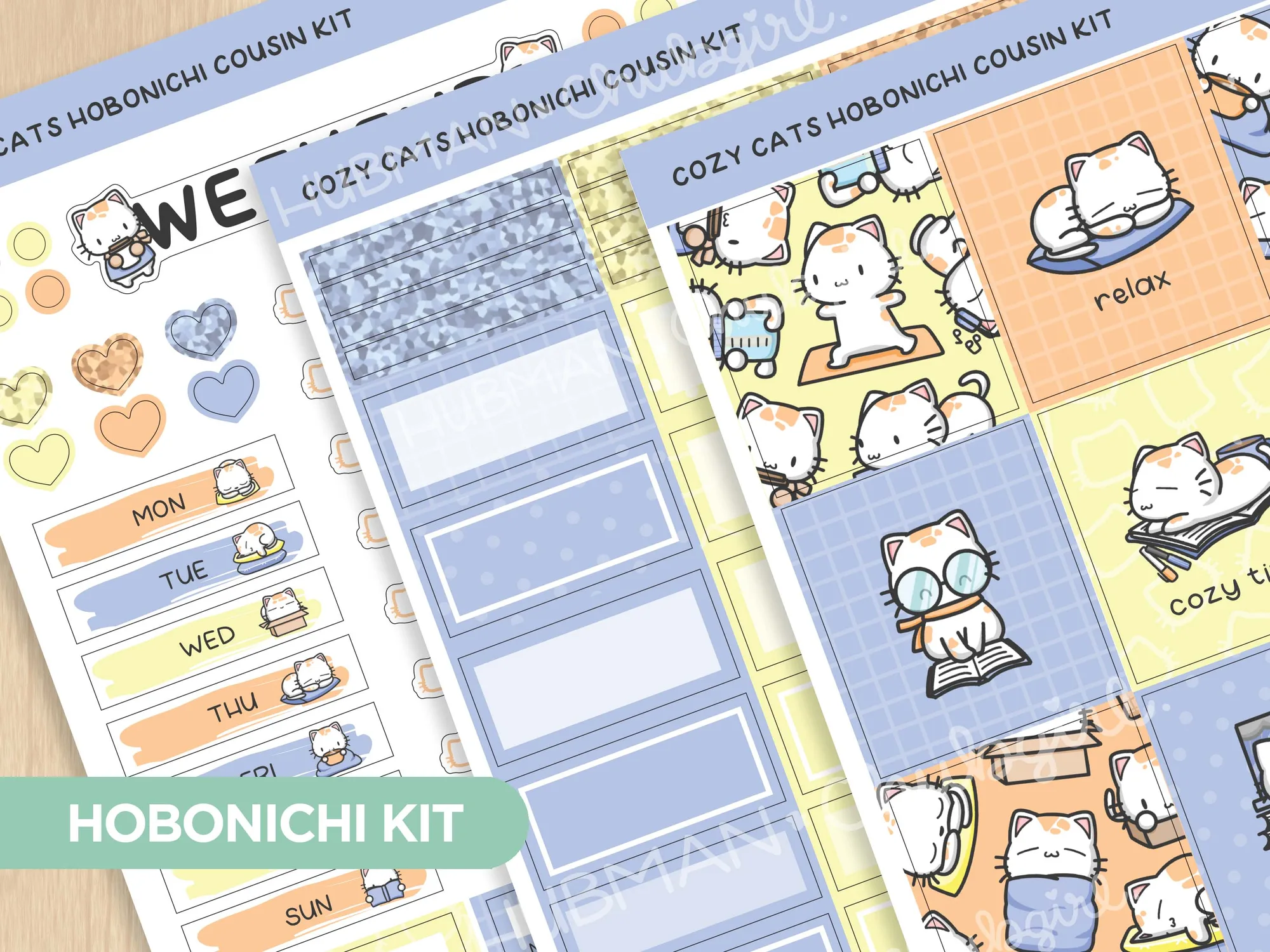 Cozy Cats Theme Hobonichi Cousin Weekly Kit (Set of 3)