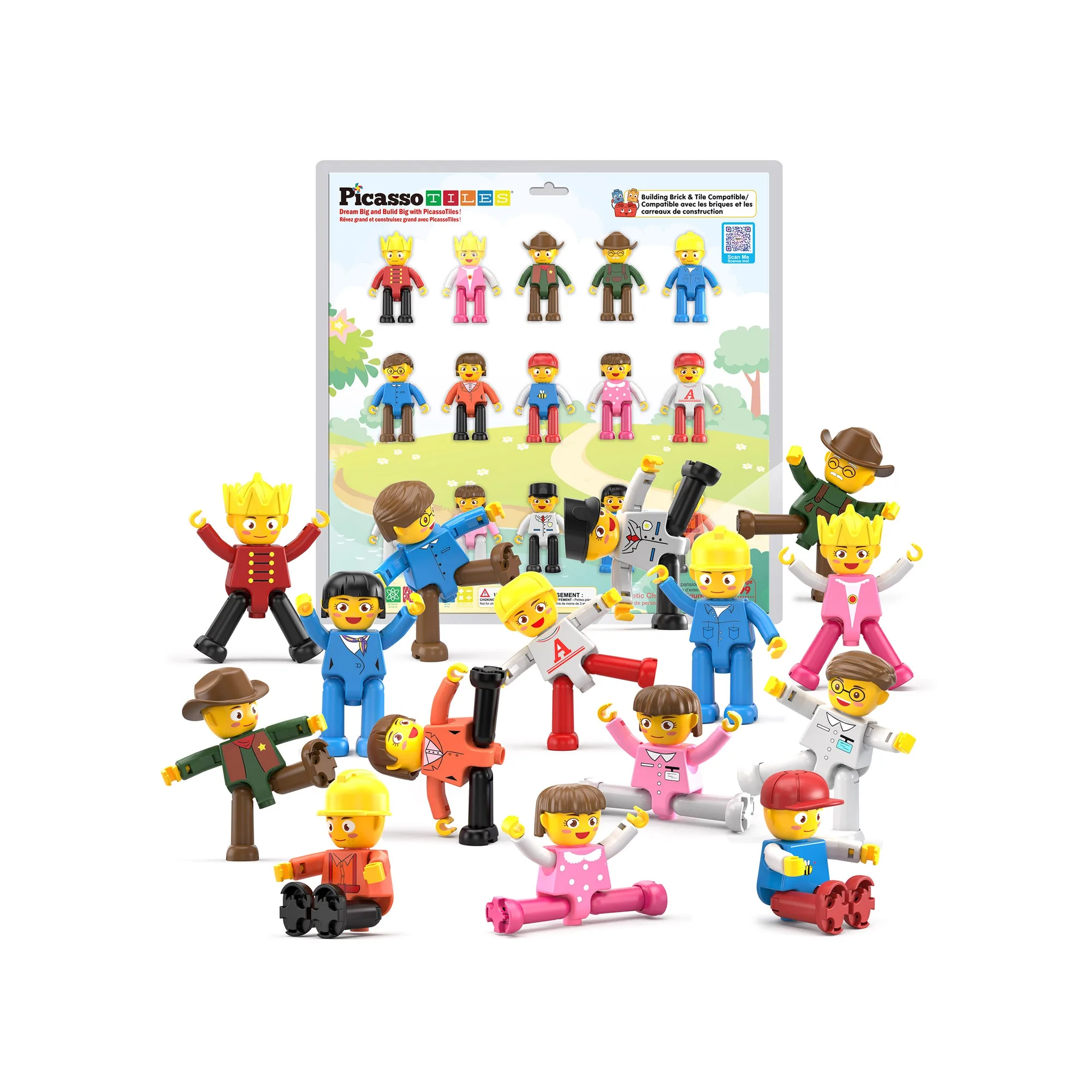 PicassoTiles 15 Piece Magnetic Blocks Character Figure Building Set