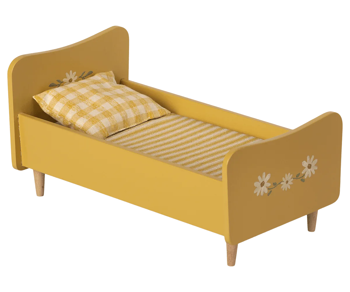 Wooden Bed, Miniature - Yellow