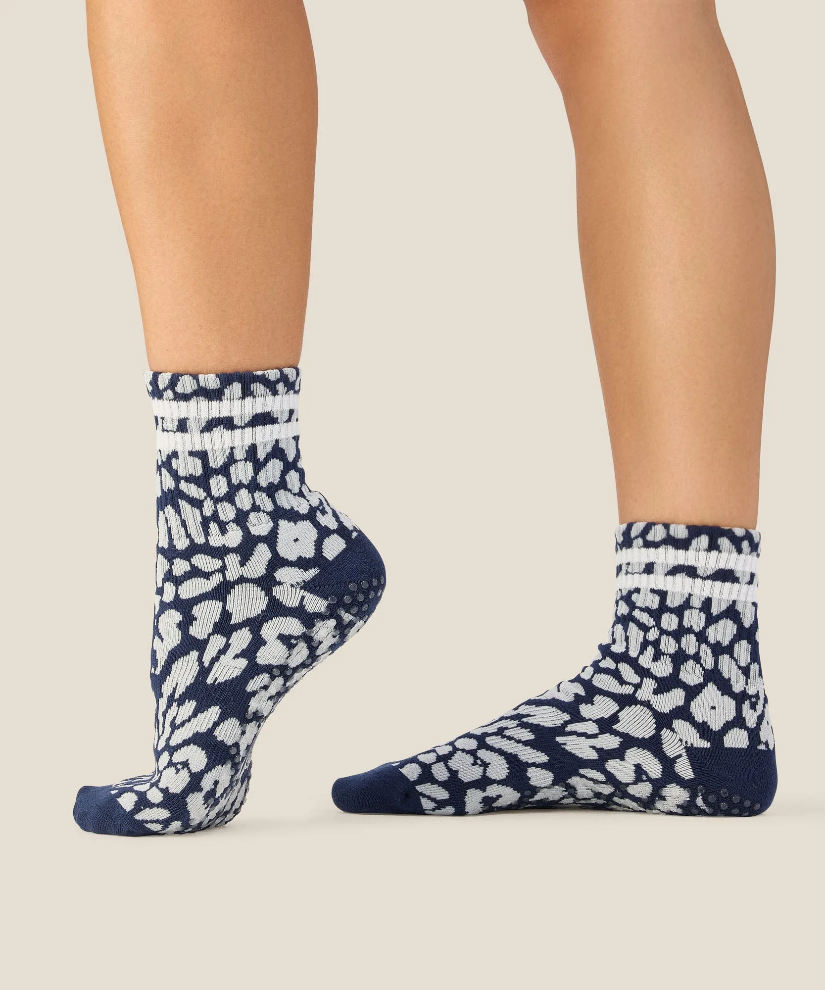 Chaussettes adhérentes Crew - Rayures guépard marine