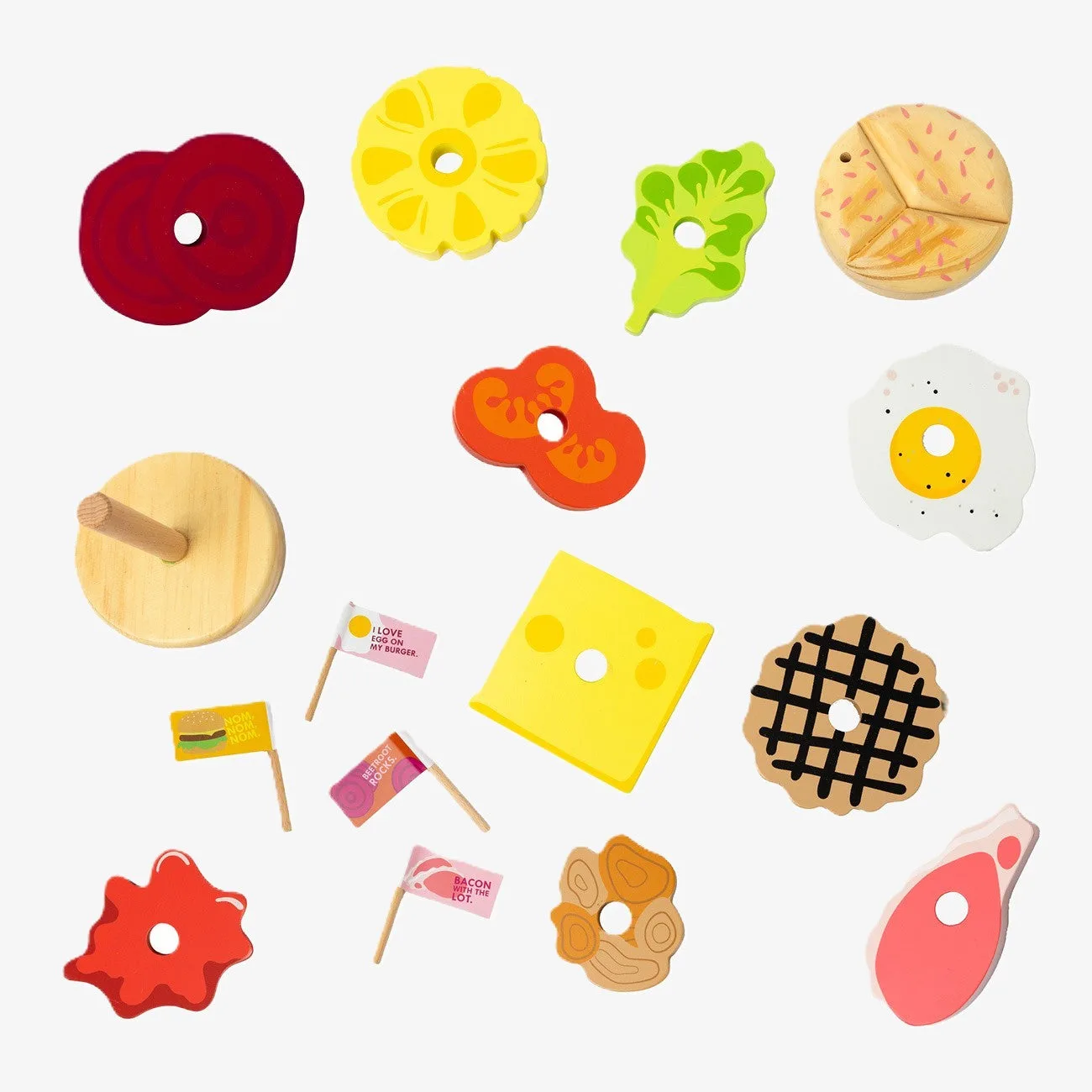 WOODEN TOY - ICONIC EXTRA STACKING BURGER SPARE PARTS