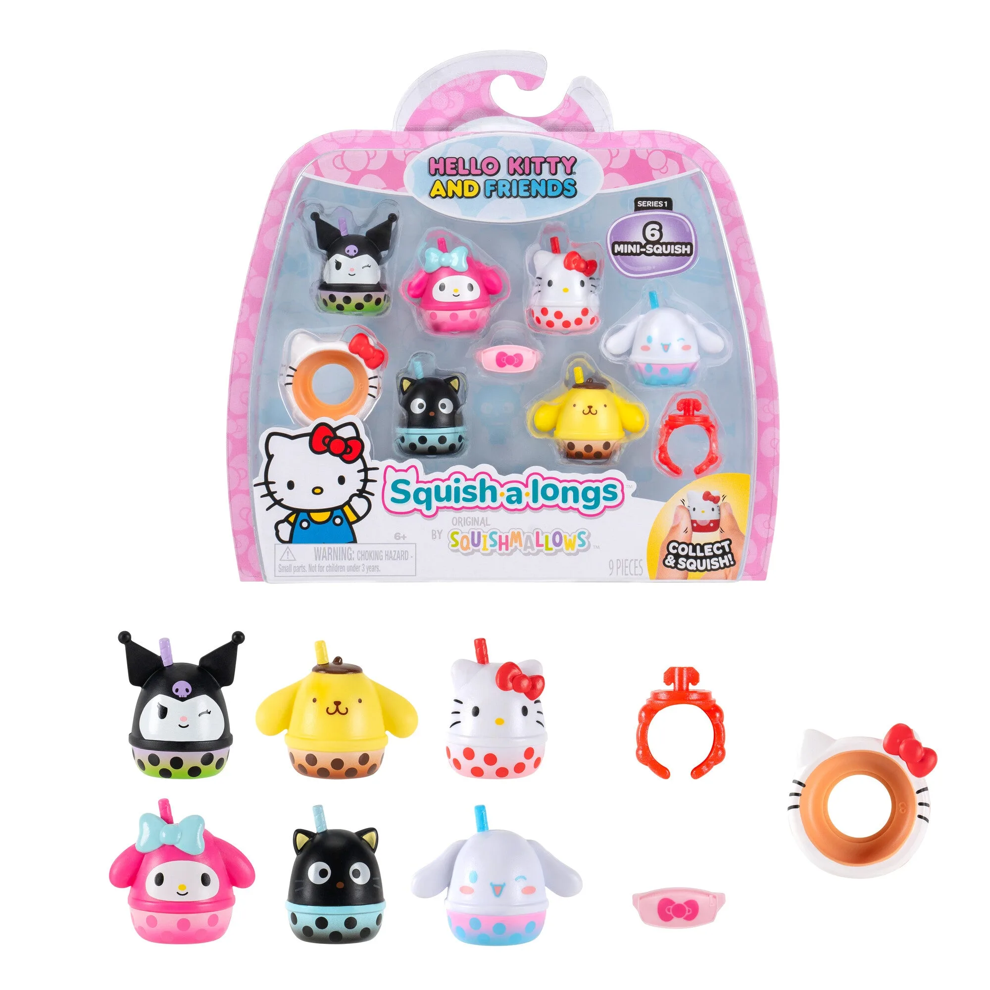Squish-a-longs Hello Kitty y amigos Boba 6 unidades