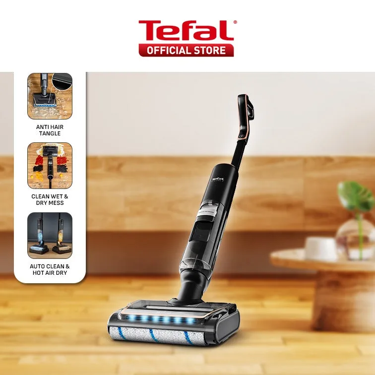 Tefal X-Clean 7 乾濕兩用手持吸塵器 GF5736 2合1吸塵與清洗、180度平躺、自動清潔+熱風烘乾、強力250W