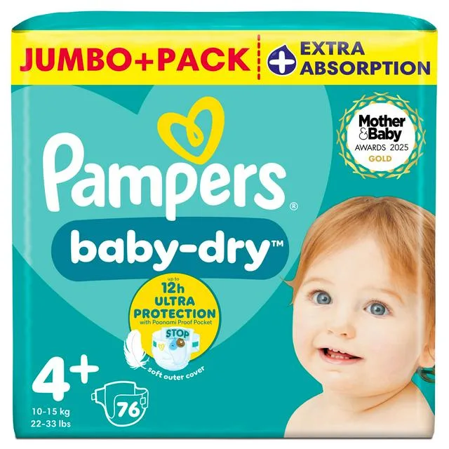 Pampers Baby Dry Nappies Size 4+ – 1 x 76