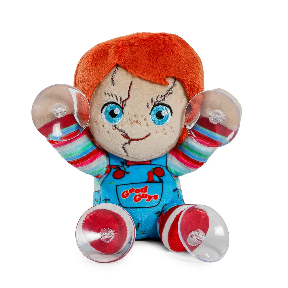 Jak wyeksponować naklejki okienne z pluszowym Chucky'm bez ich uszkadzania