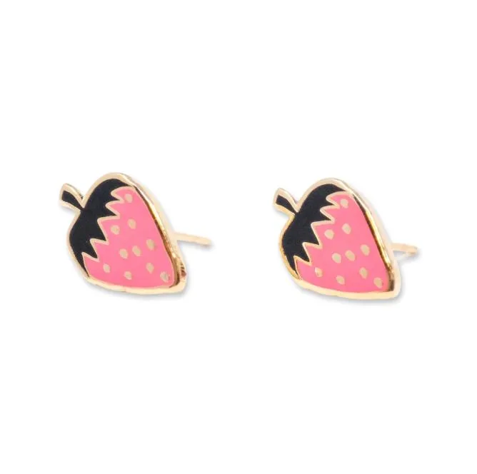 Pendientes de esmalte de fresa